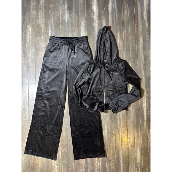 iris Pants - Iris Tracksuit Set Cropped Zip Up Hoodie Wide Leg Pants Dream Rhinestone